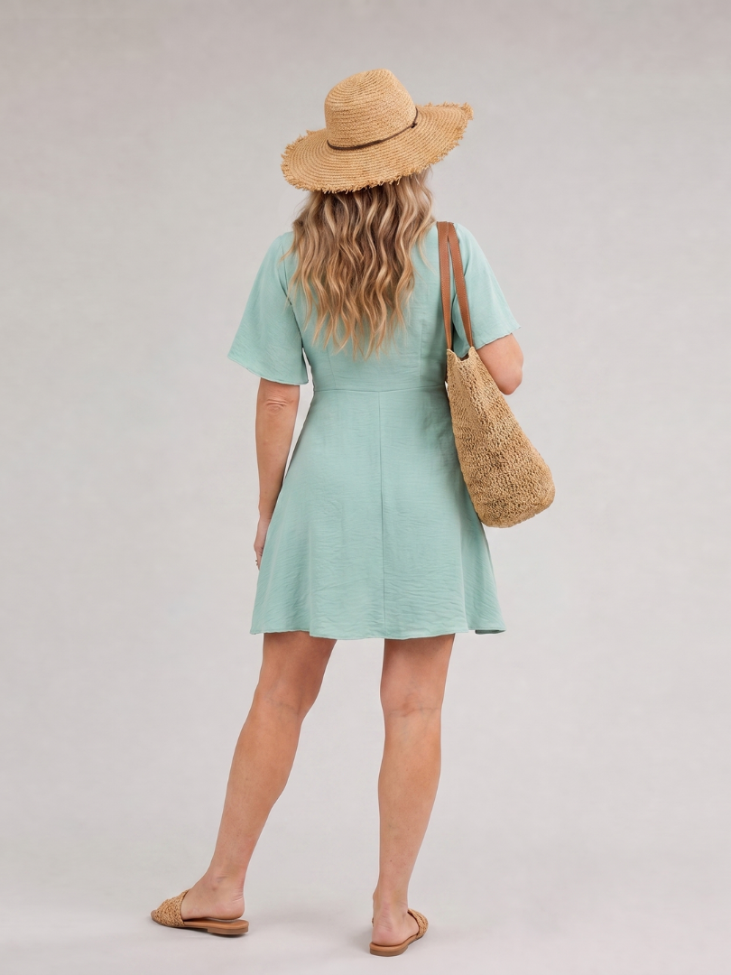 Silum | Mini Dress with Short Flutter Sleeves and Flared Skirt